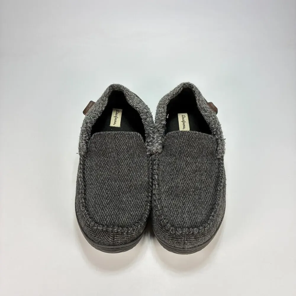 Dearfoams Brendan Gray Herringbone Indoor Outdoor Clog Slippers Men's Size 10